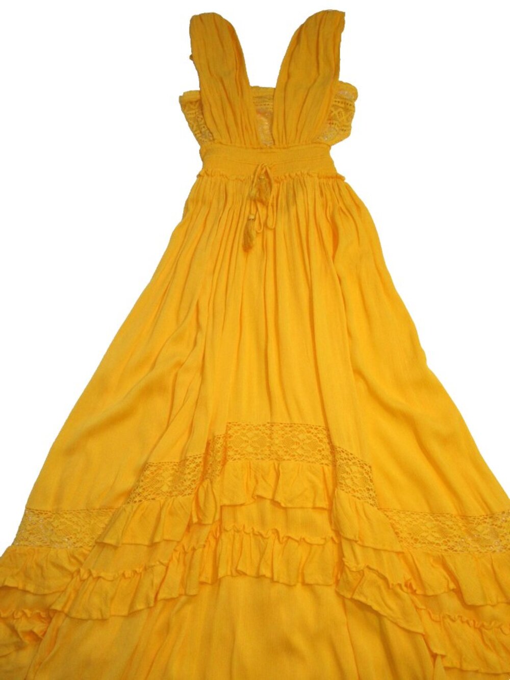 NWT Free People Santa Maria Maxi in Citrus Ave Orange Crochet Lace Trim Dress S - Picture 6 of 8